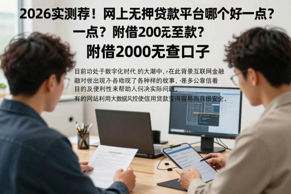 2026实测推荐！网上无押贷款平台哪个好一点？附借2000无查口子