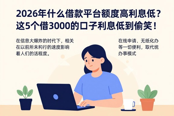 2026年什么借款平台额度高利息低？这5个借3000的口子利息低到偷笑！