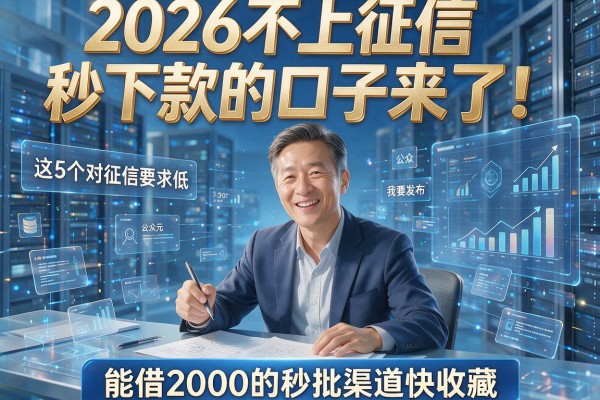 2026不上征信秒下款的口子来了！这5个对征信要求低、能借2000的秒批渠道快收藏