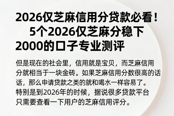 2026仅芝麻信用分贷款必看!5个2026仅芝麻分稳下2000的口子专业测评