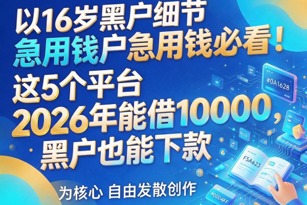 16岁黑户急用钱必看！这5个平台2026年能借10000，黑户也能下款