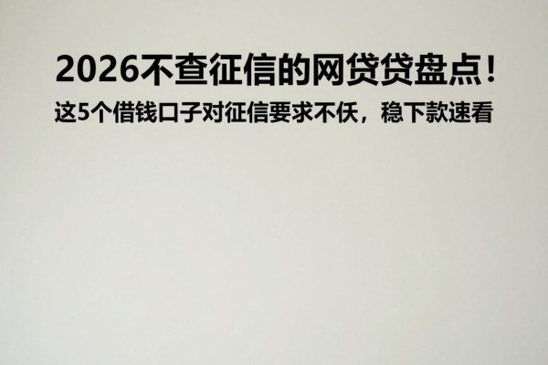 2026不查征信的网贷贷盘点！这5个借钱口子对征信要求不高，稳下款速看