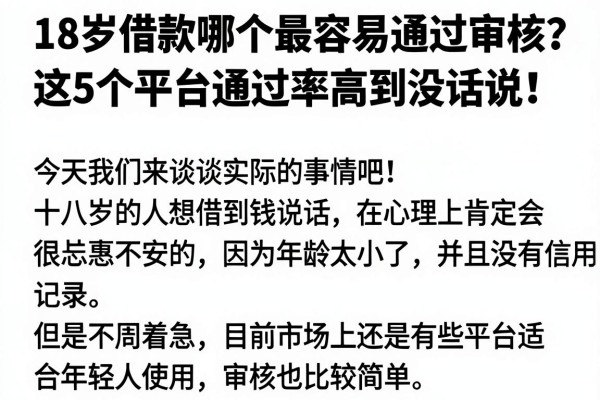 18岁借款哪个最容易通过审核？这5个平台通过率高到没话说！