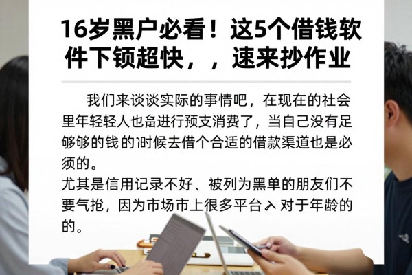 16岁黑户必看！这5个借钱软件下款超快，速来抄作业