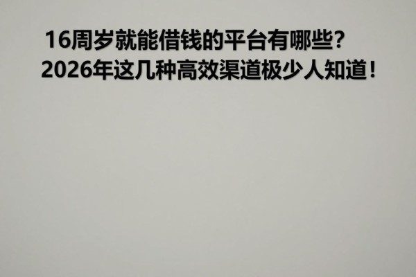 16周岁就能借钱的平台有哪些?2026年这几种高效渠道极少人知道!