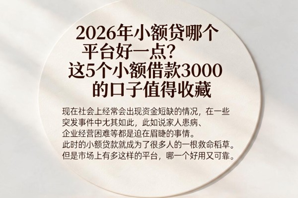 2026年小额贷哪个平台好一点？这5个小额借款3000的口子值得收藏