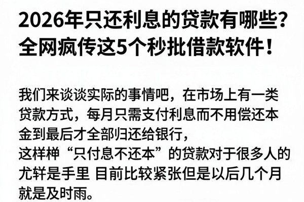 2026年只还利息的贷款有哪些?全网疯传这5个秒批借款软件!