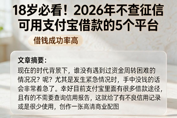18岁必看！2026年不查征信可用支付宝借款的5个平台，借钱成功率高