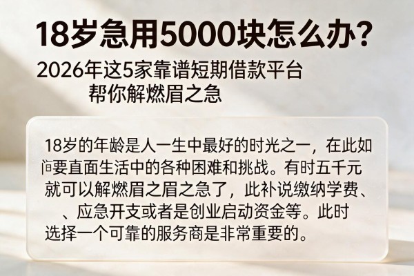 18岁急用5000块怎么办？2026年这5家靠谱短期借款平台帮你解燃眉之急