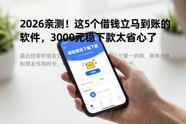 2026亲测！这5个借钱快立马到账的软件，3000元稳下款太省心了