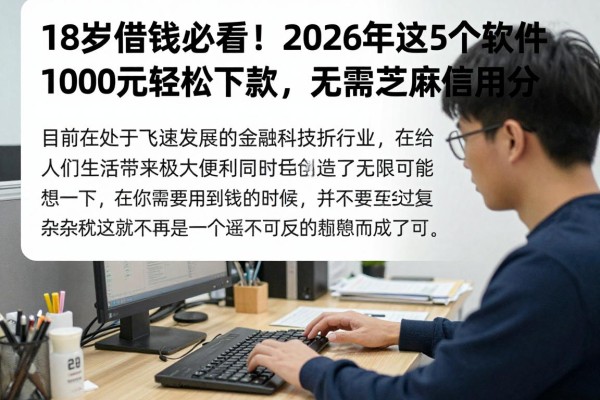 18岁借钱必看!2026年这5个软件1000元轻松下款,无需芝麻信用分