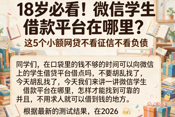 18岁必看！微信学生借款平台在哪里？这5个小额网贷不看征信不看负债