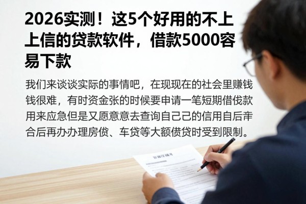 2026实测！这5个好用的不上征信的贷款软件，借款5000容易下款