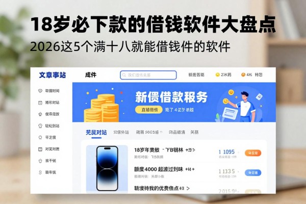 18岁必下款的借钱软件大盘点!2026这5个满十八就能借钱的软件,额度4000起轻松到账