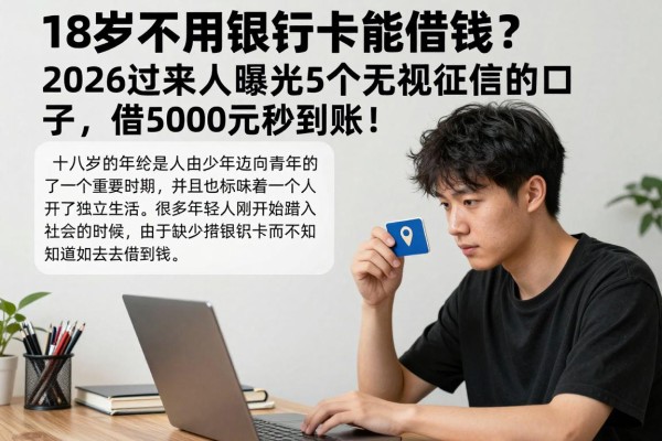 18岁不用银行卡能借钱?2026过来人曝光5个无视征信的口子,借5000元秒到账!