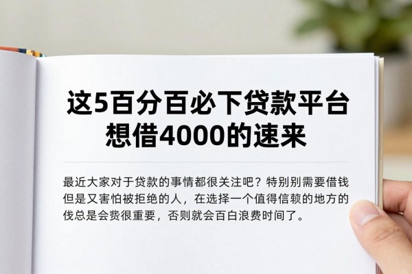 2026实测!这5个百分百必下贷款平台,想借4000的速来