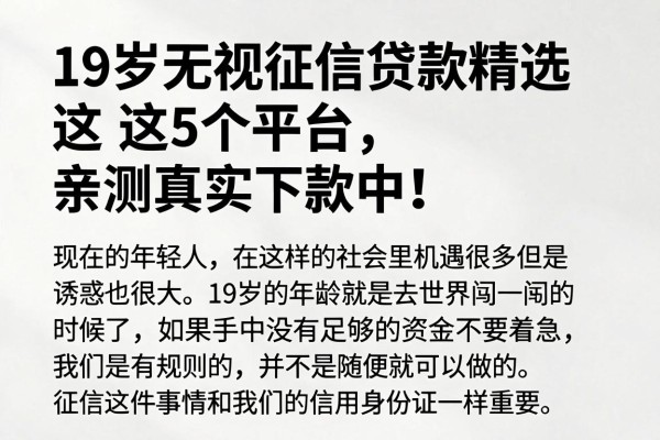 19岁无视征信贷款精选这5个平台,亲测真实下款中!