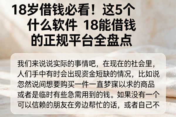 18岁借钱必看！这5个什么软件18能借钱的正规平台全盘点
