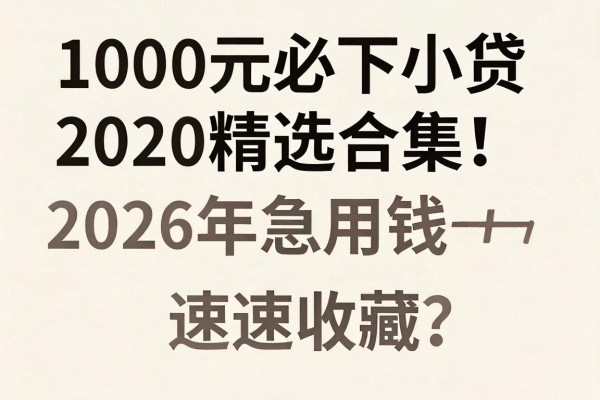 1000元必下小贷2020精选合集！2026年急用钱速速收藏