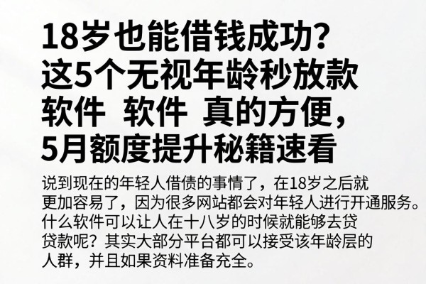18岁也能借钱成功?这5个无视年龄秒放款软件真的方便,5月额度提升秘籍速看