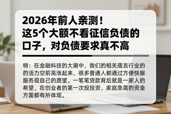 2026年前人亲测!这5个大额不看征信负债的口子,对负债要求真不高