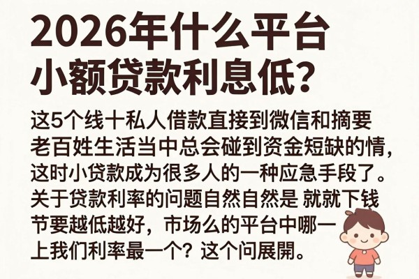 2026年什么平台小额贷款利息低？这5个线上私人借款直接到微信