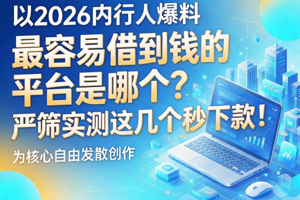 2026内行人爆料：最容易借到钱的平台是哪个？严筛实测这几个秒下款！