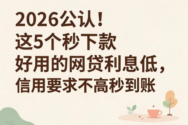 2026公认!这5个秒下款好用的网贷利息低,信用要求不高秒到账