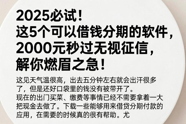 2025必试!这5个可以借钱分期的软件,2000元秒过无视征信,解你燃眉之急!