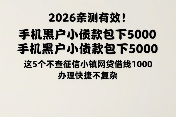 2026亲测有效！手机黑户小额贷款包下5000，这5个不查征信小额网贷借钱1000，办理快捷不复杂