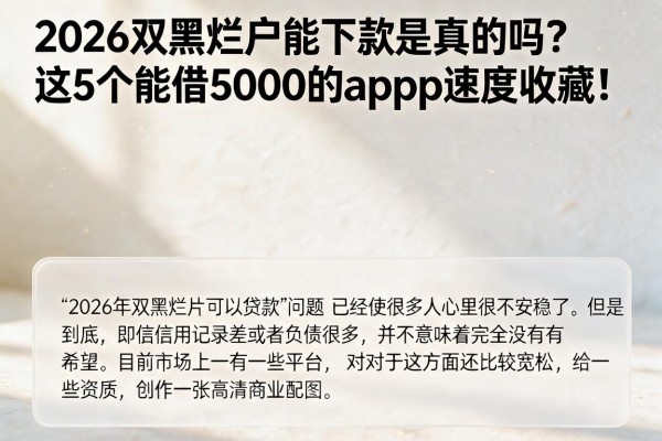 2026双黑烂户能下款是真的吗？这5个能借5000的App速度收藏！