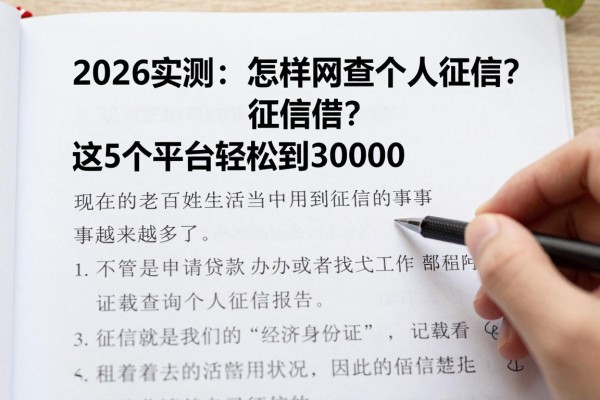 2026实测:怎样网查个人征信?这5个平台轻松借到30000
