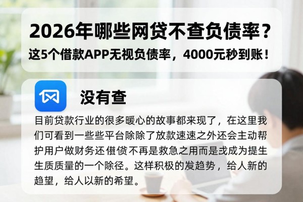 2026年哪些网贷不查负债率?这5个借款APP无视负债率,4000元秒到账!