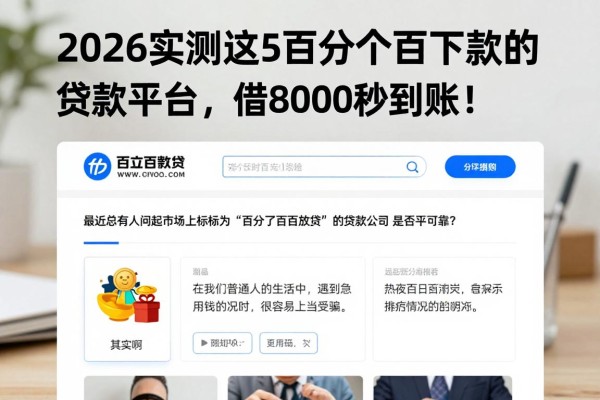 2026实测这5个百分百下款的贷款平台,借8000秒到账!