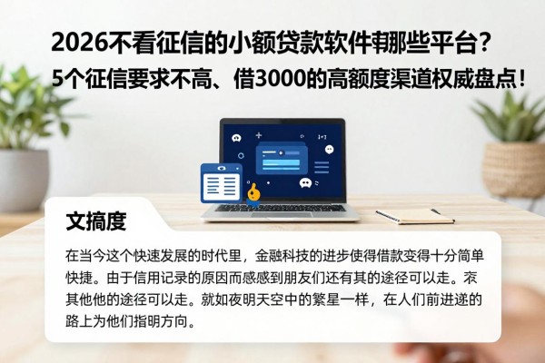 2026不看征信的小额贷款软件有哪些平台?5个征信要求不高、借3000的高额度渠道权威盘点!
