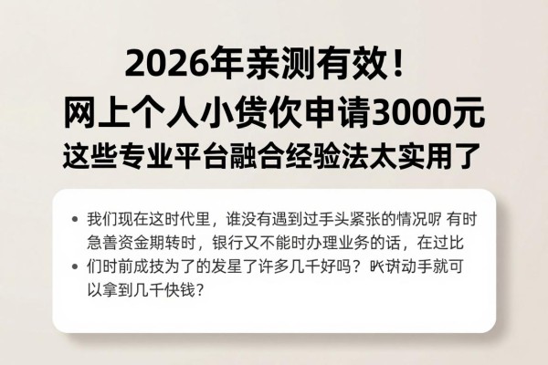 2026年亲测有效!网上个人小额贷款申请3000元,这些专业平台融合经验法太实用了
