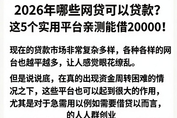2026年哪些网贷可以贷款？这5个实用平台亲测能借20000！