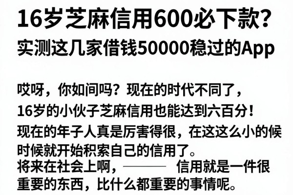 16岁芝麻信用600必下款?实测这几家借钱50000稳过的App