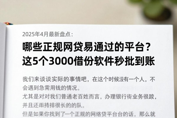 2025年4月最新盘点：哪些正规网贷易通过的平台？这5个3000借款软件秒批到账