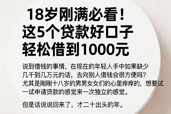 18岁刚满必看！这5个贷款好口子轻松借到1000元