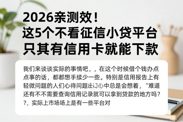 2026亲测有效!这5个不看征信的小贷平台,只要有信用卡就能下款