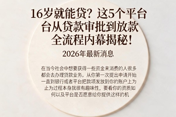16岁就能贷？这5个平台从贷款审批到放款全流程内幕揭秘！2026年最新消息
