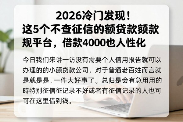 2026冷门发现!这5个不查征信的小额贷款正规平台,借款4000也人性化