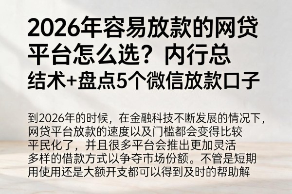 2026年容易放款的网贷平台怎么选？内行总结术+盘点5个微信放款口子