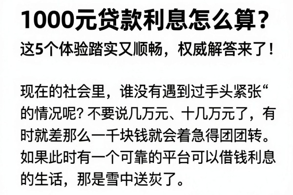 1000元贷款利息怎么算？这5个体验踏实又顺畅，权威解答来了！