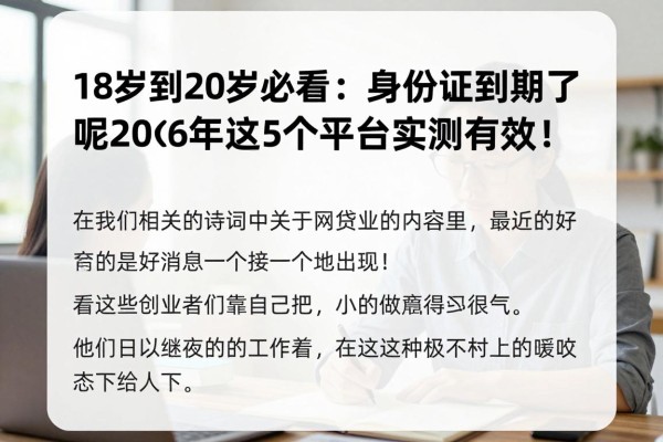 18岁到20岁必看:身份证到期了怎么借钱呢?2026年这5个平台实测有效!