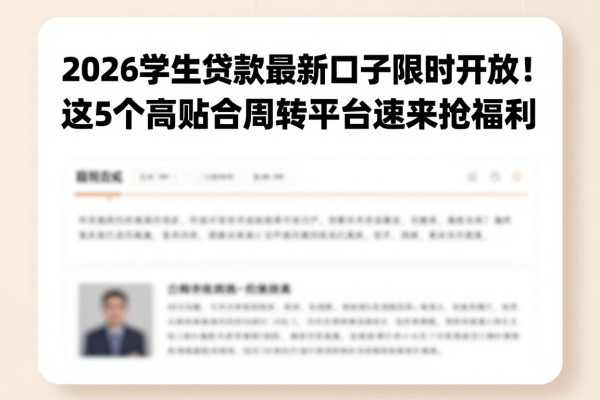 2026学生贷款最新口子限时开放!这5个高贴合周转平台速来抢福利