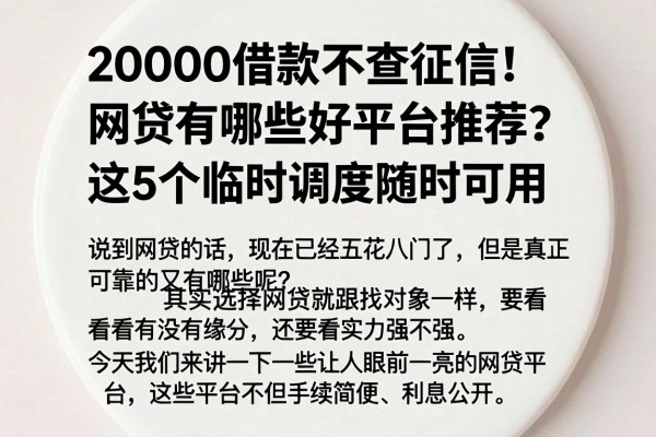 20000借款不查征信!网贷有哪些好平台推荐?这5个临时调度随时可用