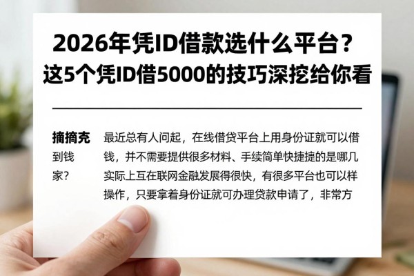 2026年凭ID借款选什么平台？这5个凭ID借5000的技巧深挖给你看！