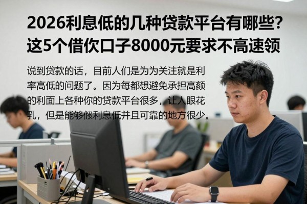 2026利息低的几种贷款平台有哪些?这5个借款口子8000元要求不高速领